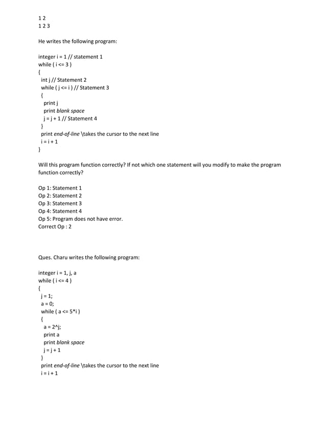 AMCAT_Computer Programming questions and ans | PDF