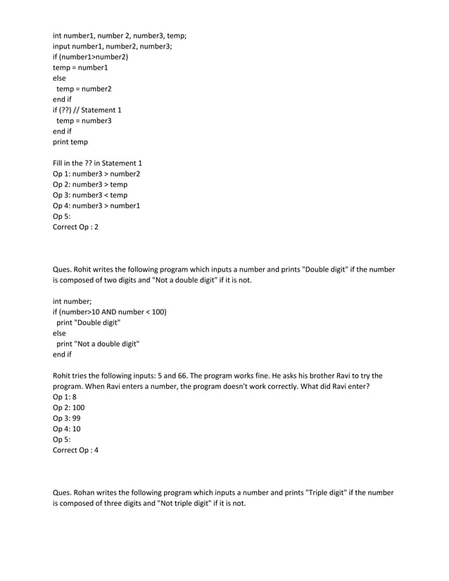 AMCAT_Computer Programming questions and ans | PDF