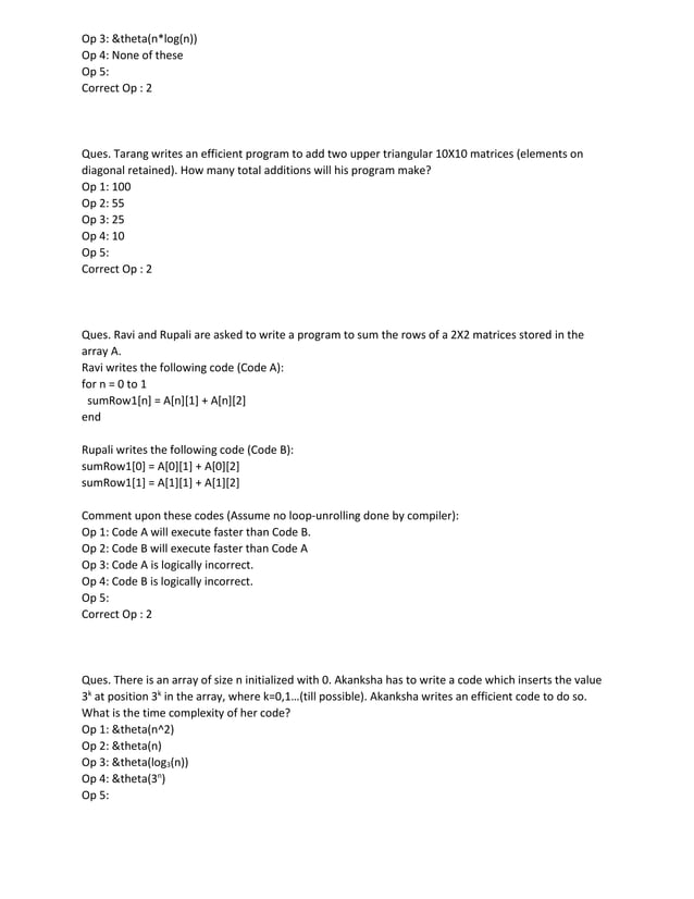 AMCAT_Computer Programming questions and ans | PDF