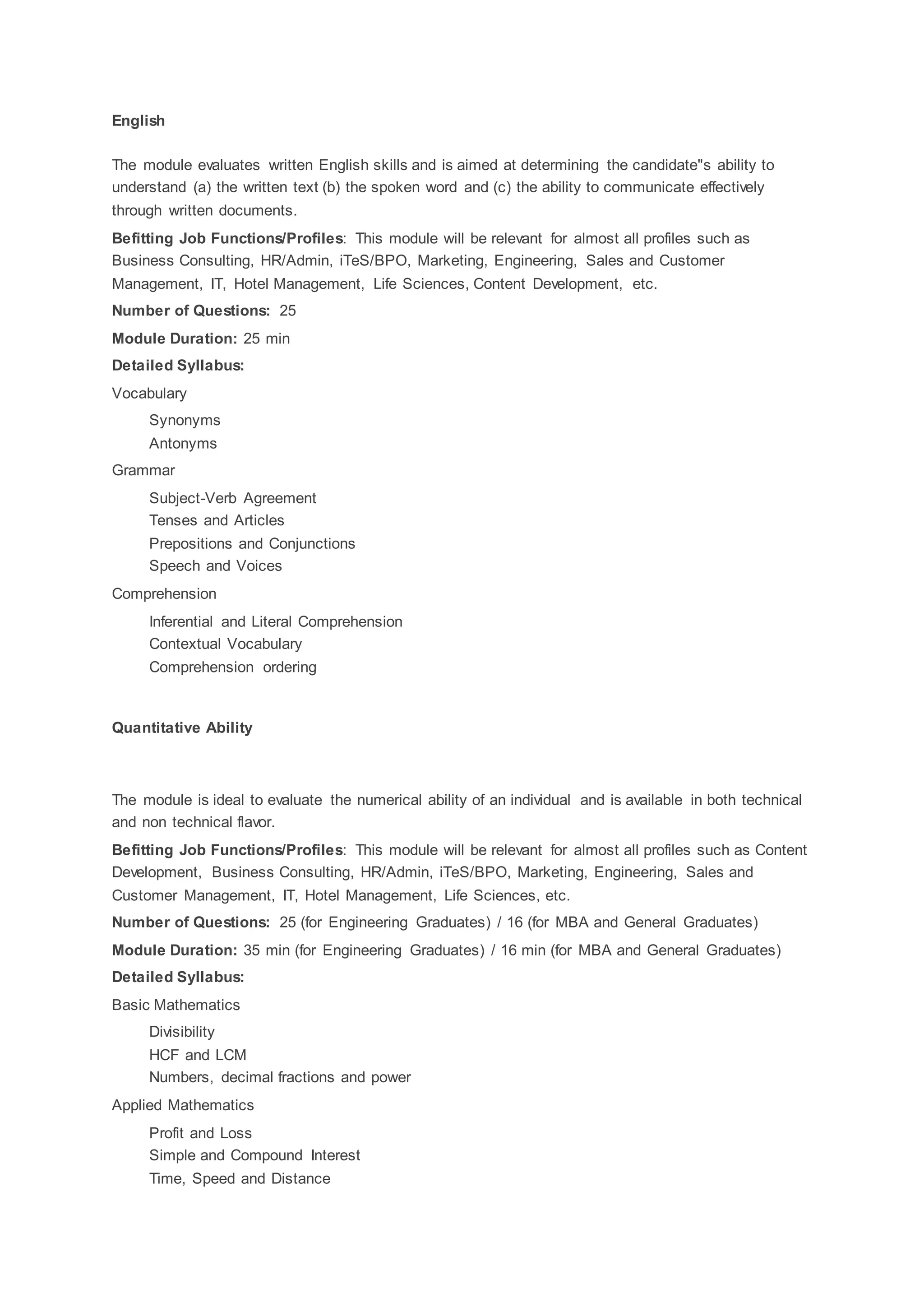 Amcat syllabus | DOCX