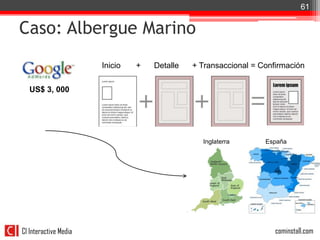 61


Caso: Albergue Marino
                       Inicio   +   Detalle   + Transaccional = Confirmación

  US$ 3, 000




                                                Inglaterra       España




CI Interactive Media                                                cominstall.com
 