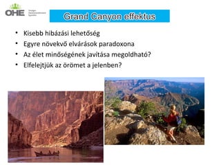 •   Kisebb hibázási lehetőség
•   Egyre növekvő elvárások paradoxona
•   Az élet minőségének javítása megoldható?
•   Elfelejtjük az örömet a jelenben?
 