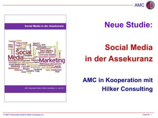 AMC



                                                        Neue Studie:

                                                       Social Media
                                                  in der Assekuranz

                                                  AMC in Kooperation mit
                                                       Hilker Consulting


© AMC Finanzmarkt GmbH & Hilker Consulting e.K.                     Chart Nr. 1
 