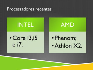 Processadores recentes
 