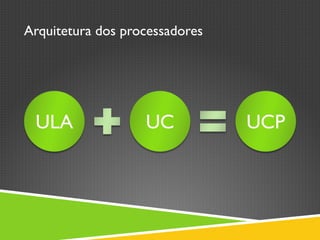 Arquitetura dos processadores
 