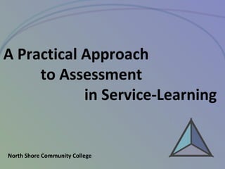 A Practical Approach
to Assessment
in Service-Learning
North Shore Community College
 