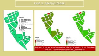 FASE 3. SPAZIALIZZARE
Esempio di output a scala aziendale relativo al servizio di purificazione
dell’aria – obiettivo rimozione PM10 atmosferici
 