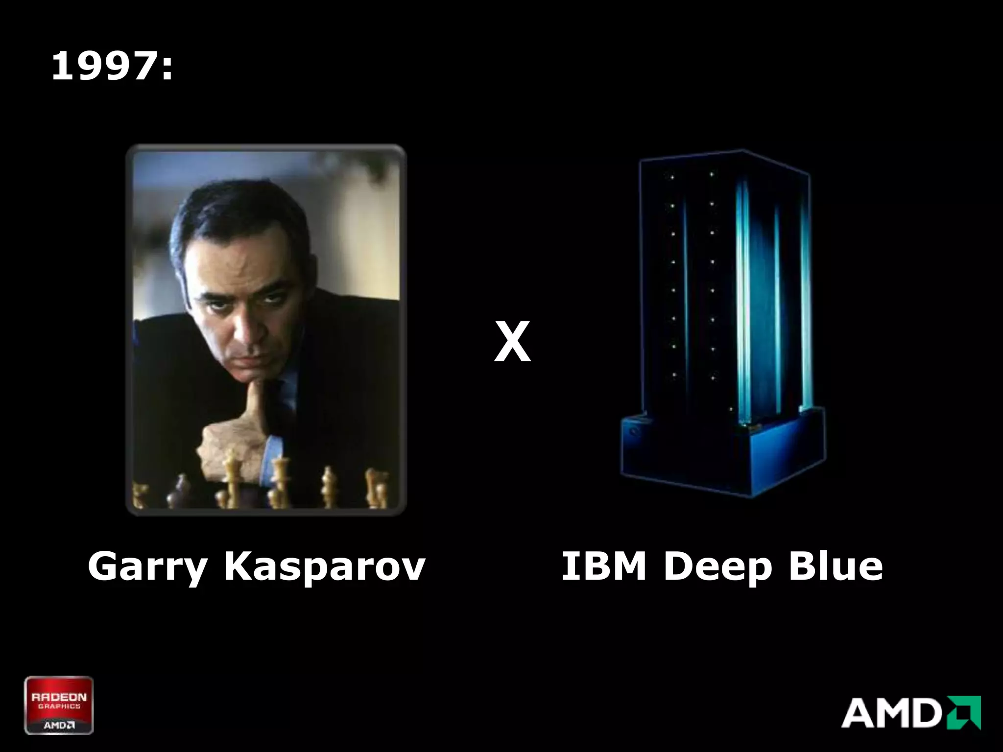 1997:




                  X


 Garry Kasparov       IBM Deep Blue
 