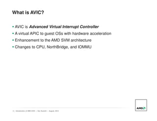 Introduction of AMD's Advanced Virtual Interrupt Controller (AVIC