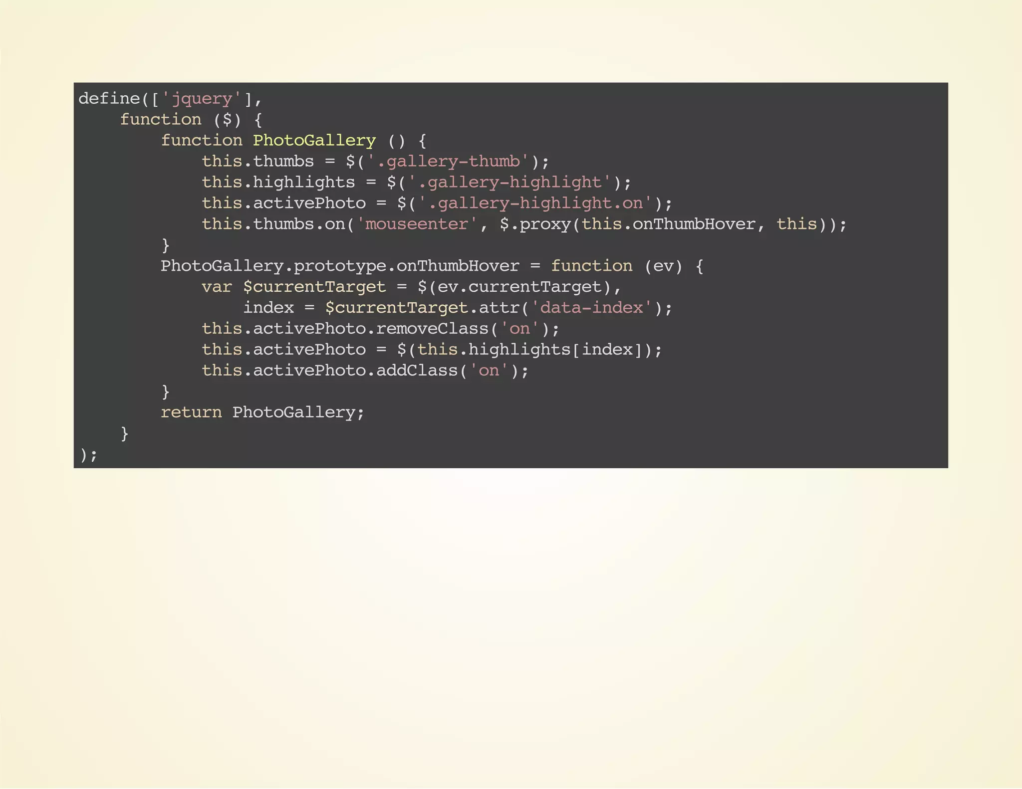dfn('qey]
eie[jur',
fnto (){
ucin $
fnto Pooalr ( {
ucin htGley )
ti.hms=$'gleytub)
hstub
(.alr-hm';
ti.ihihs=$'gleyhglgt)
hshglgt
(.alr-ihih';
ti.cieht =$'gleyhglgto';
hsatvPoo
(.alr-ihih.n)
ti.hmso(muene' $poyti.nhmHvr ti);
hstub.n'osetr, .rx(hsoTuboe, hs)
}
Pooalr.rttp.nhmHvr=fnto (v {
htGleypooyeoTuboe
ucin e)
vr$urnTre =$e.urnTre)
a cretagt
(vcretagt,
idx=$urnTre.tr'aaidx)
ne
cretagtat(dt-ne';
ti.cieht.eoels(o';
hsatvPoormvCas'n)
ti.cieht =$ti.ihihsidx)
hsatvPoo
(hshglgt[ne];
ti.cieht.dCas'n)
hsatvPooadls(o';
}
rtr Pooalr;
eun htGley
}
)
;

 