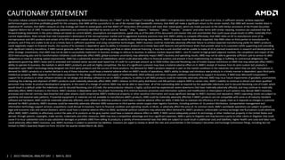 2 | 2015 FINANCIAL ANALYST DAY | MAY 6, 2015
CAUTIONARY STATEMENT
This presentation contains forward-looking statements co...