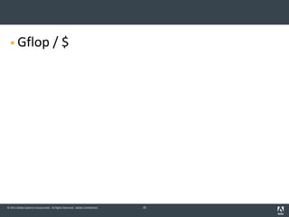 © 2011 Adobe Systems Incorporated. All Rights Reserved. Adobe Confidential.
§ Gflop / $
20
 
