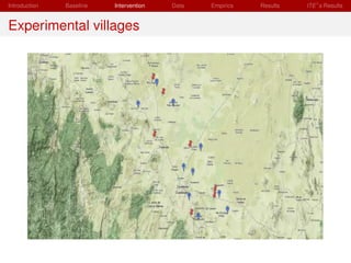 Introduction                   Baseline                                                         Intervention             Data   Empirics                      Results                                   ITE s Results
  Los Ramírez, Río Grande, México - Google Maps                                                                                                                                                    http://maps.google.com/


Experimental villages                                                               The placemark has been moved. Undo



                                                                                                                                      RSS   View in Google Earth   Print     Send       Link Where in the World Game




                                                                                                                                                                           ©2010 Google - Map data ©2010 Google, INEGI -



          To see all the details that are visible on the screen, use the "Print" link next to the map.
 