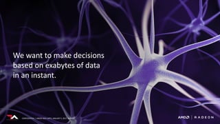CONFIDENTIAL | UNDER NDA UNTIL JANUARY 5, 2017, 9AM ESTCONFIDENTIAL | UNDER NDA UNTIL JANUARY 5, 2017, 9AM EST
We want to make decisions
based on exabytes of data
in an instant.
CONFIDENTIAL | UNDER NDA UNTIL JANUARY 5, 2017, 9AM EST
 