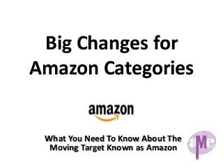 Big Changes for
Amazon Categories
What You Need To Know About The
Moving Target Known as Amazon
 