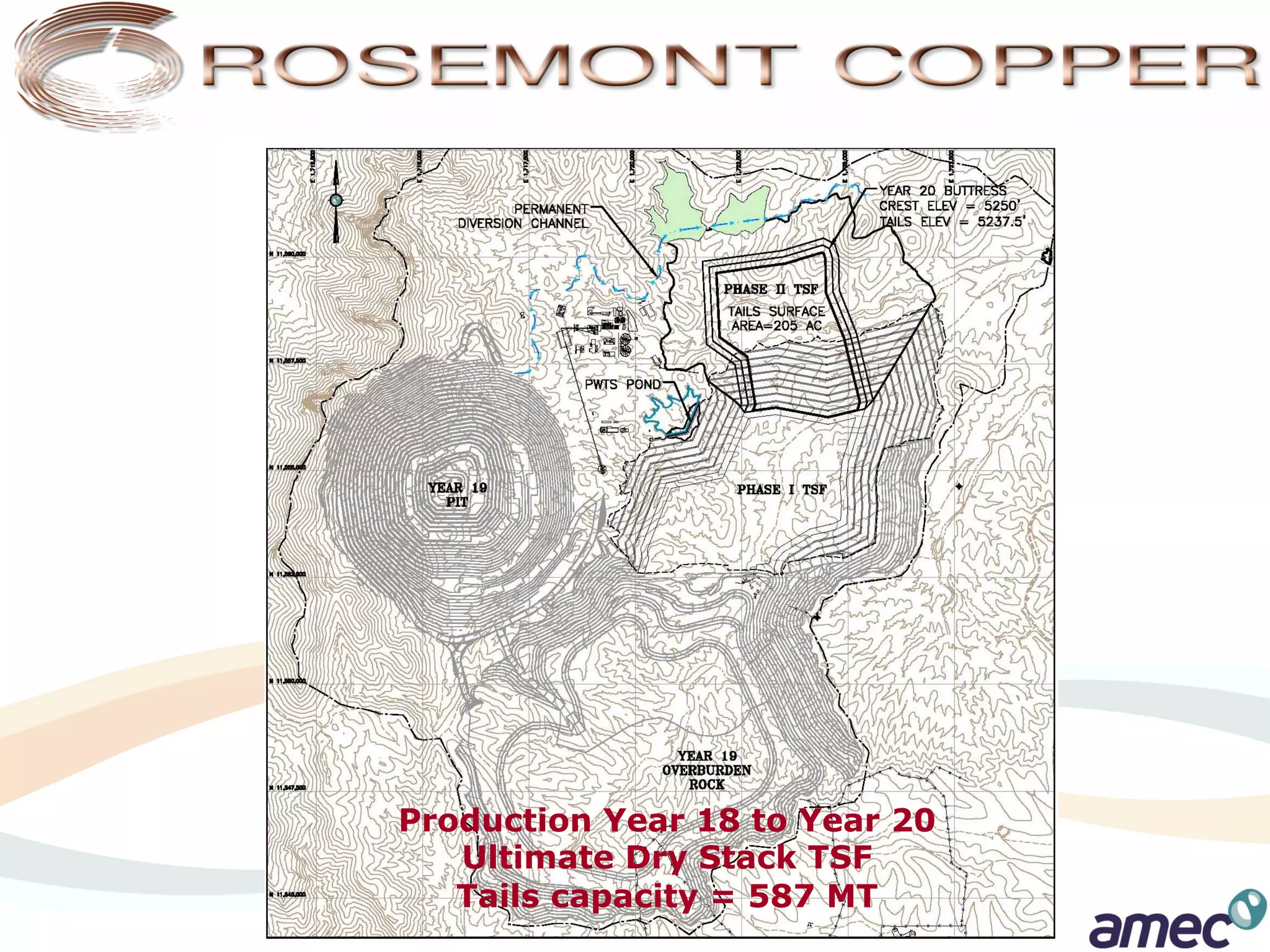Production Year 18 to Year 20
   Ultimate Dry Stack TSF
   Tails capacity = 587 MT
 