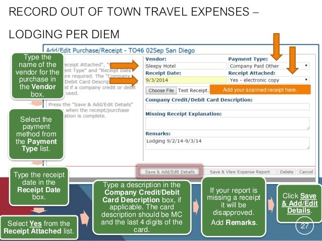 travel expense list