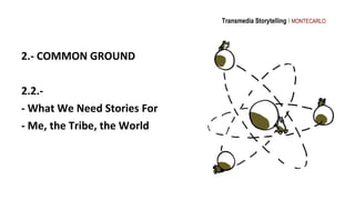 Transmedia Storytelling I MONTECARLO




2.- COMMON GROUND

2.2.-
- What We Need Stories For
- Me, the Tribe, the World
 