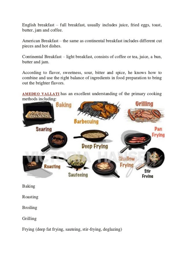 Amedeo Vallati Primary Cooking Methods