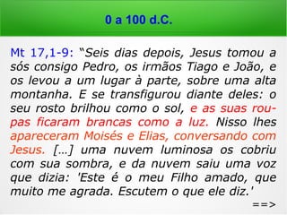 3.100 a.C. a 100 a.C.
1Sm 28,1.3-20: “Ora, naqueles dias os filis-
teus concentraram as tropas para a guerra,
para combater contra Israel […]. Ora, Samuel
tinha morrido e todo Israel o tinha pranteado.
Enterraram-no em sua cidade natal, Ramá.
Saul tinha eliminado do país os necromantes e
os adivinhos. Então os filisteus se reuniram e
avançaram, acampando em Sunam. […] Saul
avistou o acampamento dos filisteus, foi toma-
do de medo e seu coração tremeu fortemente.
Saul consultou ao Senhor, mas ele não lhe deu
resposta nem por sonhos nem pela sorte e
também através de profetas. ==>
 
