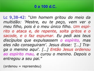 3.100 a.C. a 100 a.C.
Samuel replicou: '[…] O Senhor cumpriu o
que tinha falado por meu intermédio. O
Senhor arrancou da tua mão a realeza e a
deu ao teu companheiro Davi. […] e amanhã
tu e teus filhos estareis comigo. O Senhor
entregará nas mãos dos filisteus também o
exército de Israel'. Ao ouvir isto, Saul […]
estava profundamente apavorado com as
palavras de Samuel.” (Bíblia Sagrada Vozes)
 