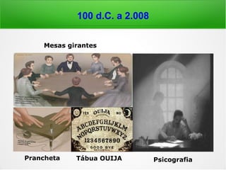 100 d.C. em diante
Casa de Madeira
Em meados do século XIX,
mais precisamente no mês
de março de 1848, aconte-
ceram, no pequeno povoa-
do de Hydesville, nos Esta-
dos Unidos da América do
Norte, os primeiros fenô-
menos espíritas dos tem-
pos modernos, os quais
passaram a ser considera-
dos como sendo o marco
inicial da Doutrina Espírita.
 