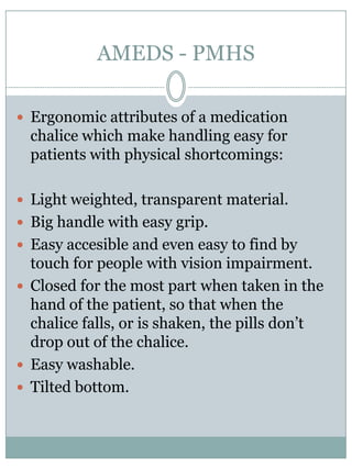 AMEDS - PMHSFurtherexplanation of diagram:Sensors:1+2: 	Electronic slip contact sensor (expell)3+4: 	Cartridgeidentification sensor5:		Pillmovement sensorMedication strip segment (lower right):The pills are situated in the middle of the strip and canbeexpelledby the pill stamp.