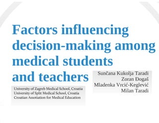 Factors influencing decision-making among medical students and teachers