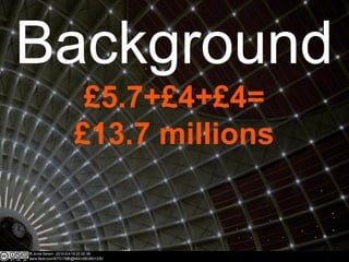 Background
£5.7+£4+£4=
£13.7 millions
 