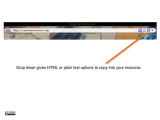 Drop down gives HTML or plain text options to copy into your resource
 