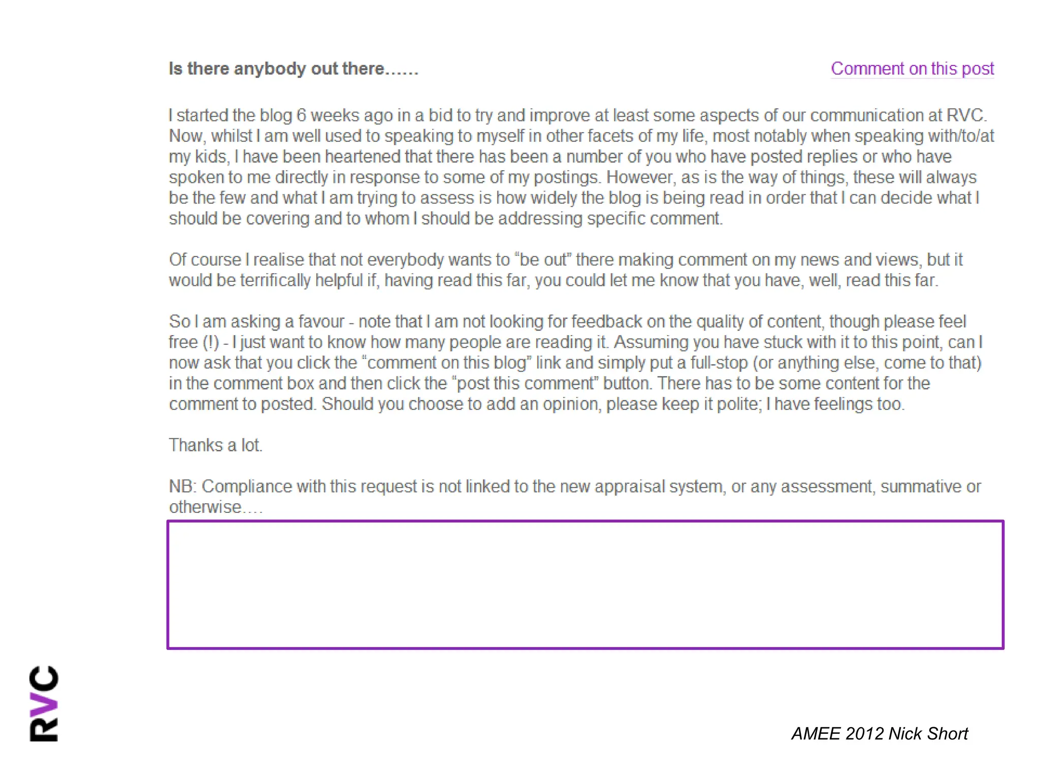 AMEE 2012 Nick Short
 