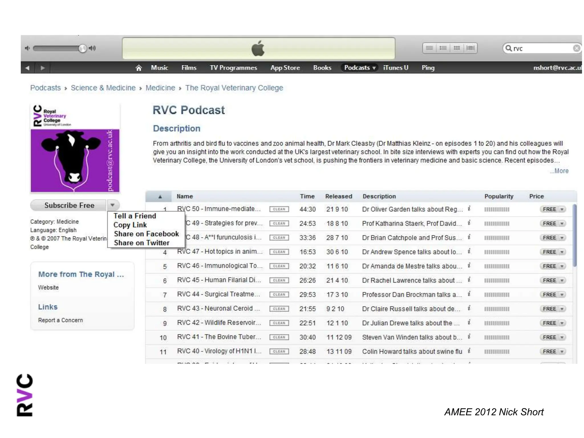 AMEE 2012 Nick Short
 