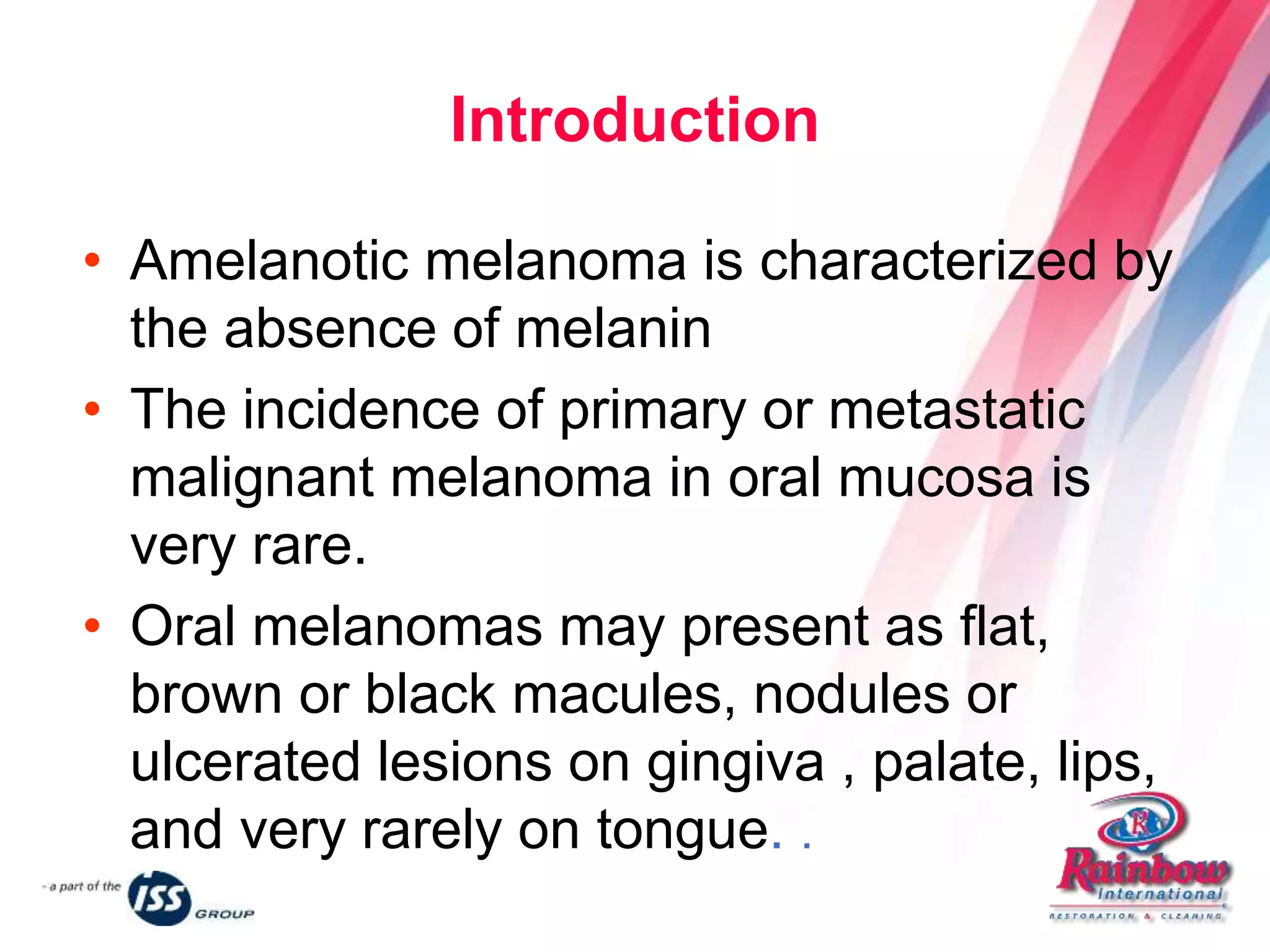 Amelanotic melanoma of the tongue | PPTX