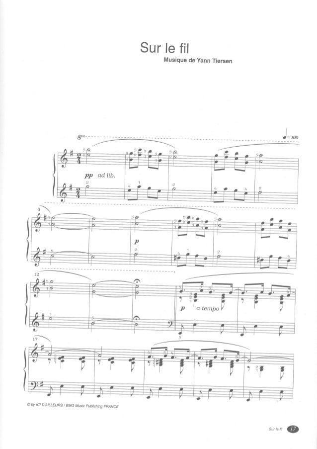 Amelie Yann Tiersen Six Pieces For Piano