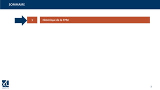 3
1 Historique de la TPM
SOMMAIRE
 