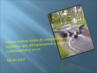 São os nossos votos de companheiros espíritas, que ultrapassamos a tumba e continuamos a viver.  Muita paz! 