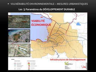 VIABILITÉ ÉCONOMIQUE 
Les 5 Paramètres du DÉVELOPPEMENT DURABLE 
VULNÉRABILITÉ ENVIRONNEMENTALE – MESURES URBANISTIQUES 
Infrastructures de Développement  