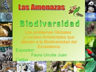 Los problemas Globales  y Locales Ambientales que afectan a la Biodiversidad del Ecosistema Las Amenazas  a la  Biodiversidad Expositor:   Faura Urrutia Juan Carlos 