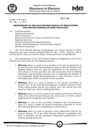 Amendments to the 2010 Revised Manual of Regulations for Private Schools i…