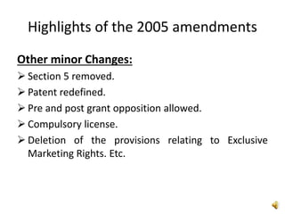 Amendments under patent law | PPTX