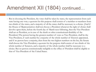 U.S. Constitution The Rest of the Amendments. 11 th Amendment A state may  only be sued by people within that state. States may not sue one another.  Other. - ppt download