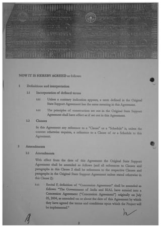 Amendment To State Support Agreement