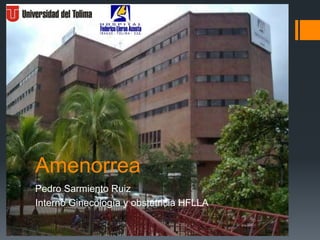 Amenorrea
Pedro Sarmiento Ruiz
Interno Ginecología y obstetricia HFLLA
 