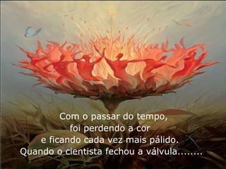 Com o passar do tempo, 
foi perdendo a cor 
e ficando cada vez mais pálido. 
Quando o cientista fechou a válvula........ 
 