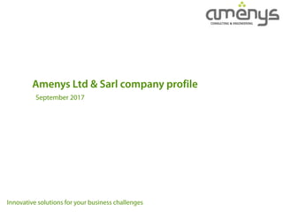Innovative solutions for your business challenges
Amenys Ltd & Sarl company profile
September 2017
 