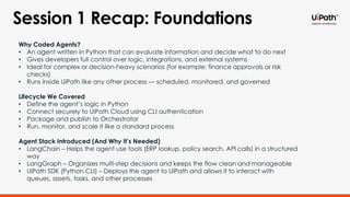 Session 2: Build & Walk Through a UiPath Coded Agent (Hands-on) | PDF
