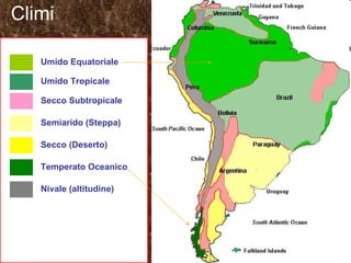 Climi Umido Equatoriale Umido Tropicale Secco Subtropicale Semiarido (Steppa) Secco (Deserto) Temperato Oceanico Nivale (altitudine) 