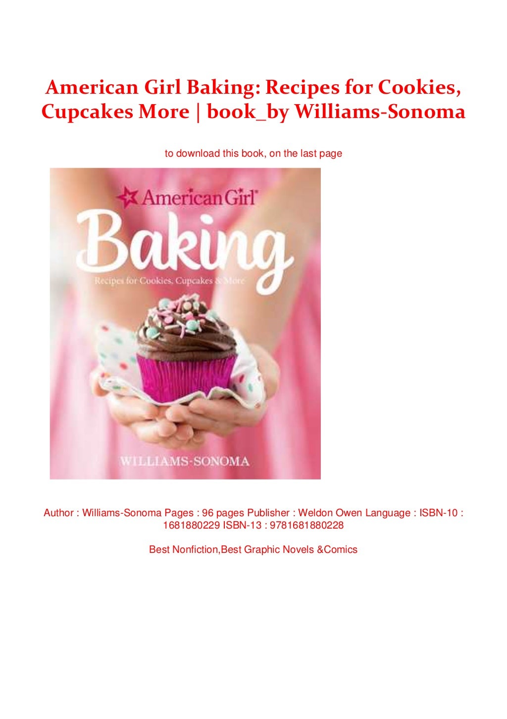 American Girl Baking Recipes for Cookies, Cupcakes More book_by W…