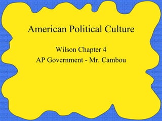 American Political Culture Wilson Chapter 4 AP Government - Mr. Cambou 