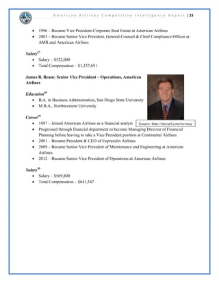 A m e r i c a n A i r l i n e s C o m p e t i t i v e I n t e l l i g e n c e R e p o r t | 11 
6WHS$QDOVLV*ULG'HWDLOLQJ(DFK(OHPHQWRIWKH%XVLQHVV0RGHO 
$QDOVLV*ULG $PHULFDQ 
$LUOLQHV 
6RXWKZHVW -HW%OXH 86 
$LUZDV 
'HOWD 
$LUOLQHV 
9DOXH3URSRVLWLRQ      
7DUJHW0DUNHWV      
9DOXHKDLQRVW 
     
0RGHO 
9DOXH1HWZRUN      
5HYHQXH0RGHO      
6WUDWHJ      
 
'LFXVVLRQ 
%DVHGRQWKLVJUDSK$PHULFDQ$LUOLQHVZRXOGOLNHOEHQHILWIURPIRFXVLQJWKHLUVWUDWHJRQWKHLU 
ILQDQFLDOSRVLWLRQDVZHOODVWKHLUWDUJHWPDUNHWV7KHUHFHQWPHUJHUZLWK86$LUZDVZLOO 
OLNHODOORZ$PHULFDQ$LUOLQHVWRLPSURYHWKHLUILQDQFLDOSRVLWLRQLQFOXGLQJSDLQJRIIWKHGHEW 
IURPWKHPHUJHU7KHUHFHQWODXQFKRIWKH³QHZ$PHULFDQ´DOVRIRFXVHVRQWDUJHWLQJSUHPLXP 
FXVWRPHUVLQWHUQDWLRQDODQGEXVLQHVVWUDYHOHUV 